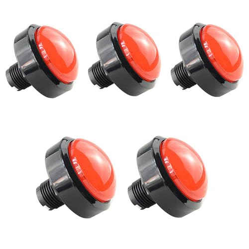 5X New 60mm Dome Shaped LED Illuminated Push Buttons for Arcade Coin Buttons Machine Operated Games DC 12V (Red) - color: Red