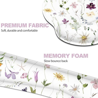 Ergonomic Mouse Pad with Wrist Rest and Keyboard Wrist Rest, Mousepad and Wrist Rest for Computer Keyboard, Pain Relief, Non-Slip Rubber Base, Mouse Pad Wrist Support for Gaming, Flowers and Plants - color: Flowers and Plants