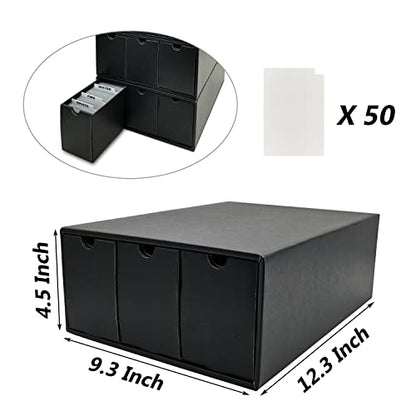 Trading Card Storage Box, Collector Cardboard Card Box with 50 Dividers for MTG TCG Magic Baseball Sports Cards Collection, 12 Drawers