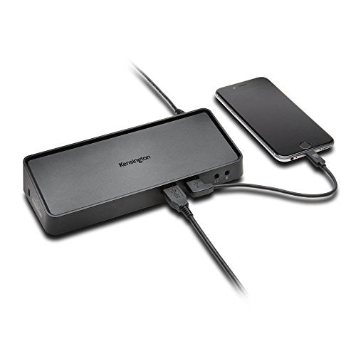 Kensington USB 3.0 Dual Display Docking Station (K33997WW) Black | 4 USB 3.0 + 2 USB 2.0 ports, DP & HDMI dual 2K@60Hz, GbE, powers accessories only (not laptop), Mac requires USB-C adapter