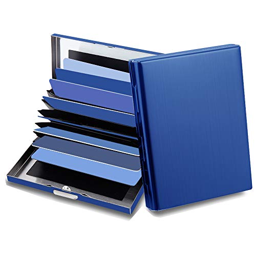 RFID Credit Card Holder Protector Metal Credit Card Wallet Business Card Holder for Men Women Gift Box Package (Blue) - color: 01 Blue