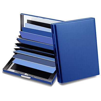 RFID Credit Card Holder Protector Metal Credit Card Wallet Business Card Holder for Men Women Gift Box Package (Blue) - color: 01 Blue