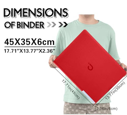D DACCKIT Card Binder 16 Pocket - Fits 1024 Cards，4X4 Ringless Card Album with Sleeves for Trading Cards & Sports Cards（Model A，Classic Red） - color: Classic Red