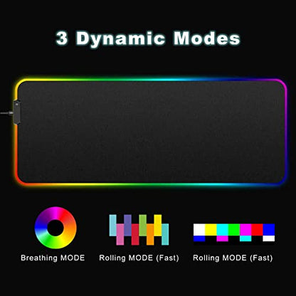 Personalized RGB LED Gaming Mouse Pad Make Your Own Custom Large Mouse Pad Desk Mat Customized Mouse Mat for Office Dorm Personalised Gifts Presents for Gaming Lovers, 35.4x15.7in - size: 35.4 x 15.7 in