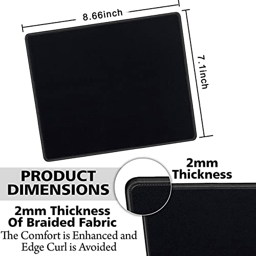 SaiTech IT 20-Pack Mouse Pads Bulk, Stitched Edges, Non-Slip Base | 2mm Cloth Surface, Waterproof, Anti-Slip Rubber Base, 8.66 x 7.1 in, Wired & Wireless Mouse Compatible - color: Black-20 Pack