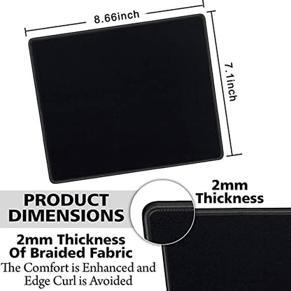 SaiTech IT 20-Pack Mouse Pads Bulk, Stitched Edges, Non-Slip Base | 2mm Cloth Surface, Waterproof, Anti-Slip Rubber Base, 8.66 x 7.1 in, Wired & Wireless Mouse Compatible - color: Black-20 Pack
