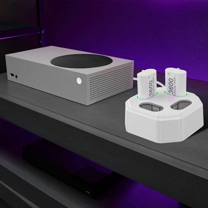 4 Pack Rechargeable Battery Pack Compatible with Xbox Series S/X,Charger Dock with 4 x 3600mWh NiMH Controller Battery Pack for Xbox One Wireless Controller - color: Purple