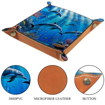 Underwater Dolphins Dice Tray Dice Rolling Tray Folding Dice Holder for Dice Games, Like RPG, DND and Other Table Games - color: Multi 10