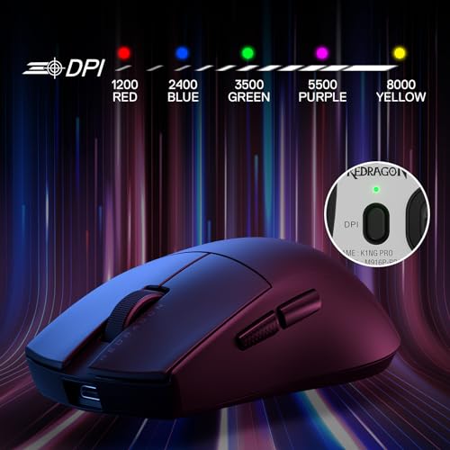 Redragon M916 Wireless 49G Ultra-Light Gaming Mouse 8K DPI Remapping Keys | Cable-Free 0 Delay, Dedicated for FPS Gamers, Redefine Keybinding Macro, Ergonomic Grip Body Comfort