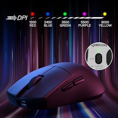 Redragon M916 Wireless 49G Ultra-Light Gaming Mouse 8K DPI Remapping Keys | Cable-Free 0 Delay, Dedicated for FPS Gamers, Redefine Keybinding Macro, Ergonomic Grip Body Comfort