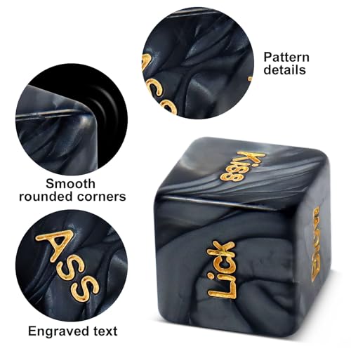 kykake Valentines Day Him, 4Pcs Date Night Dice for Couple, Date Night Ideas Dice After Dark Edition Game Anniversary for Him Her, Portable Couple Gift Ideas Date Dice Set - color: 4pcs Black Dice