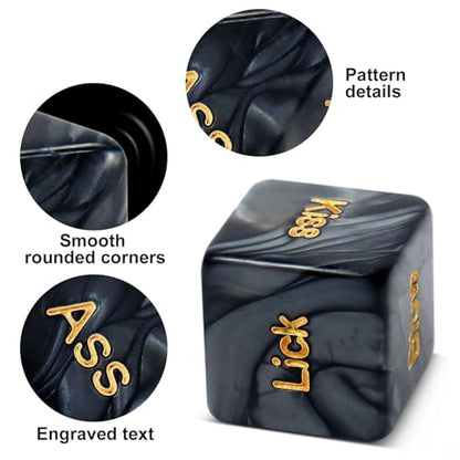 kykake Valentines Day Him, 4Pcs Date Night Dice for Couple, Date Night Ideas Dice After Dark Edition Game Anniversary for Him Her, Portable Couple Gift Ideas Date Dice Set - color: 4pcs Black Dice