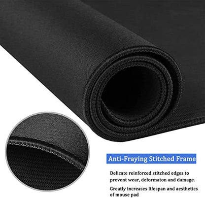 Mouse Pad, Large Gaming Mouse Pad with Double Stitched Edges 14.9 x 11.7 in | MousePad, Premium-Textured & Waterproof Mousepad, Nonslip Natural Rubber Base Mouse pad for Laptop,Computer, Office - color: Black, size: 11.9L x 14.9W inches