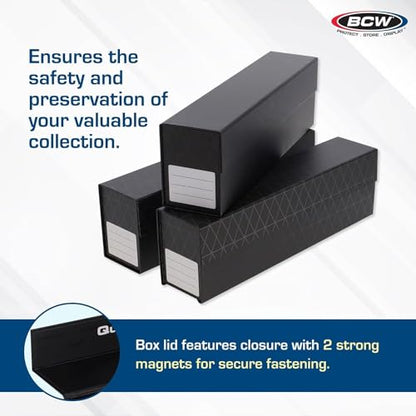 BCW QuickFold® Card Storage Boxes for Magnetics & Toploaders – 6 Pack | Trading Card Holder Box with Magnetic Closure | Easy Fold Assembly for Sports and TCG Cards - size: 6 Pack