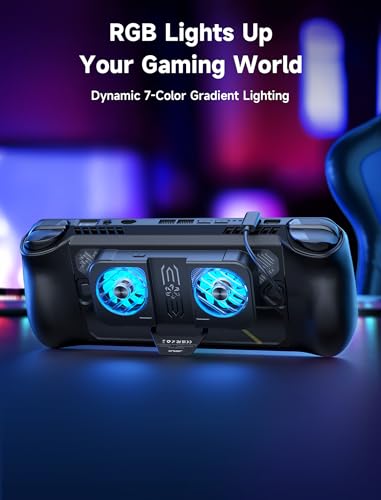 JSAUX Cooling Fan for PC0111 ROG Ally X ModCase, USB C Powered Cooler | Dual Silent RGB Fans with 65 Degree Expandable Stand for Heat Dispersion, Compatible with JSAUX PC0111 ModCase