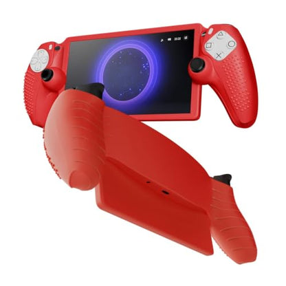 TNP Red Silicone Case Cover Skin Compatible with PlayStation Portal | Protective soft-grip shell for steadier handheld play; 1 flexible cover only, console and thumb grips not included - color: Red