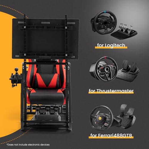 Dardoo G923 Racing Simulator Cockpit with Monitor Frame Fit for Logitech G29 G920, for Thrustmaster T80 T150, for Fanatec, Gaming Wheel Stand with Seat,Not Included Shifter,Wheel,Pedals and Display