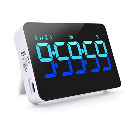 PERSUPER Kitchen Digital Timer, Count Down Up, Rechargeable, Vibration Mode | Adjustable Volume and Brightness LED Display, Time Management Cook, Desk, Kids Adults Study Teaching, Kitchen Gadgets Blue - color: Blue