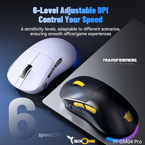Transformers Gaming Mouse GM04 Pro, Wireless Gaming Mouse Tri-Mode Bluetooth/2.4G/Wired, 53g Ultra-Light, 24,000 DPI PAW3311 Sensor, RGB, 1000Hz, Rechargeable PC Gaming Mouse (White) - color: White