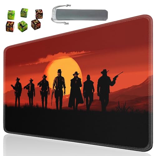 Board Game for TCG Playmat Table Mats Games Size 60X35 cm Mousepad Compatible for MTG RPG CCG Trading Card Game Play mats with 6 Dice (Playmat 142) Cowboy - color: Sotw-playmats-1-142