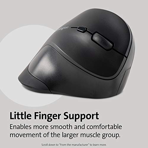 Kensington Ergonomic Vertical Wireless Mouse (K75575WW), Grey/Black | Vertical grip reduces wrist strain, wireless connection, comfortable all-day use - size: Mid-Size