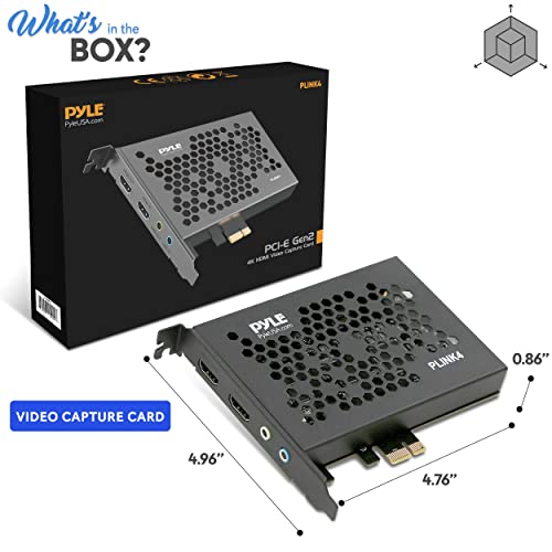Pyle Live Gamer HDMI 4K Live Record and Stream, Multi Video Format Support, Audio-VideoLine in/Out, Super High Speed, Real Time Gameplay, Conference Live Broadcast, PCI-E Gen2 - PLINK4 - style: Video PCI-E Card