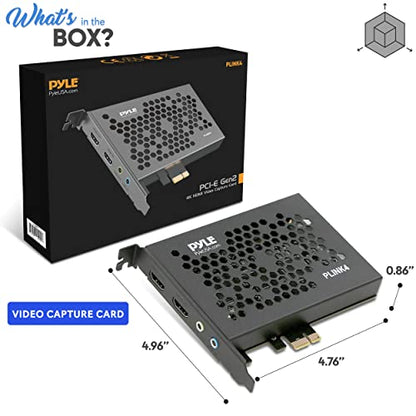 Pyle Live Gamer HDMI 4K Live Record and Stream, Multi Video Format Support, Audio-VideoLine in/Out, Super High Speed, Real Time Gameplay, Conference Live Broadcast, PCI-E Gen2 - PLINK4 - style: Video PCI-E Card