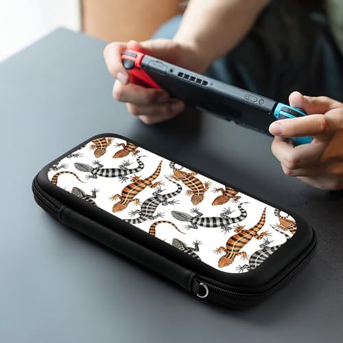 PPIKTC Travel Protective Pouch for Switch, Portable Carrying Case with 15 Game Cartridges, Reptile Lizard Bag - color: Design (334)