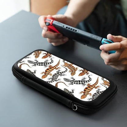 PPIKTC Travel Protective Pouch for Switch, Portable Carrying Case with 15 Game Cartridges, Reptile Lizard Bag - color: Design (334)