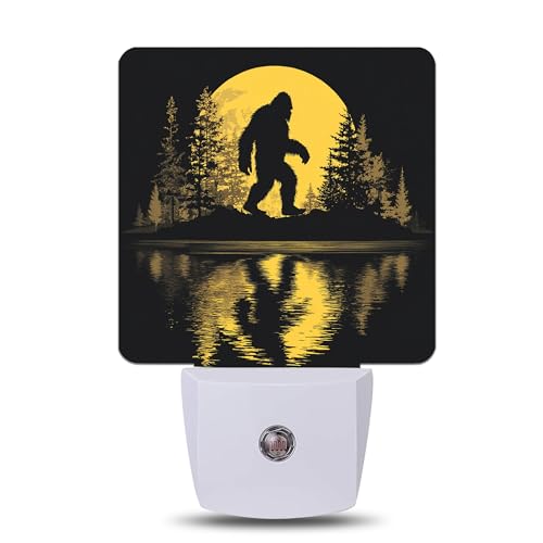 Bigfoot Night Light, Dusk to Dawn Nightlight with Auto Sensor Lamp Home Indoor Stairway Kitchen Corridor,Forest Moon Night Lights Plug Into Wall Decorative for Boys Girls Women Men Room Gifts - color: Bigfoot,Forest Moon