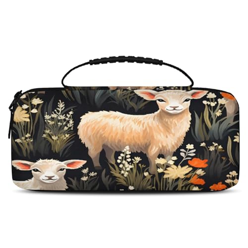 Adornori Cute Sheep Print Carry Case Compatible with Nintendo Switch 2, with 20 Games Cartridges, Animals Portable Travel Carrying Case Pouch for Accessories & Games - color: Multicolor 11
