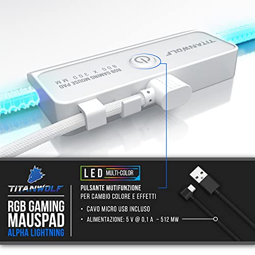 – RGB Gaming Mouse Pad XXL - Gaming Mouse Pad - 800x300 mm - 11 LED Colors and Light Effects - Precision and Speed - Rubberized Bottom Side - Washable - for PC and Laptop