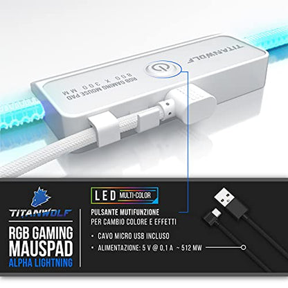 – RGB Gaming Mouse Pad XXL - Gaming Mouse Pad - 800x300 mm - 11 LED Colors and Light Effects - Precision and Speed - Rubberized Bottom Side - Washable - for PC and Laptop