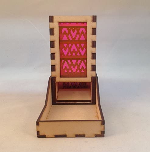 Mini Dice Tower and Tray v4 Neon Pink Acrylic Window Laser Cut MDF Unique Gift