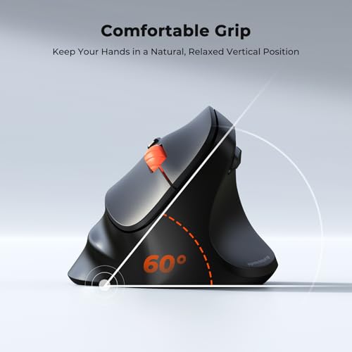 MEETION Ergonomic Mouse, Wireless Bluetooth Vertical Mouse with 3 Multi-Device for Bluetooth(5.3 * 2) & USB-A to USB-C Adapter, 4 DPI 1200-3200 Ergo Mice for Mac/Windows/Laptop/Computer(Large Hands) - color: Jet Black