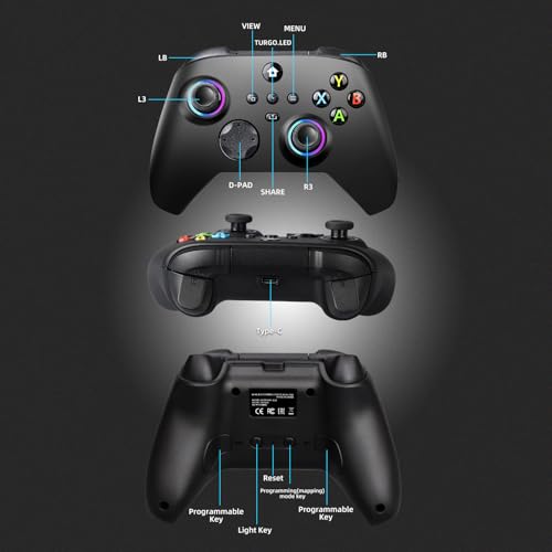 TECTINTER Wireless Controller for Xbox One Controller,2.4GHz Xbox O ne Controller Wireless with 8 Color RGB Light/Programmable/800mAh Battery,Compatible with Xbox One S/X,Xbox On e Series X/S - color: Dark Black