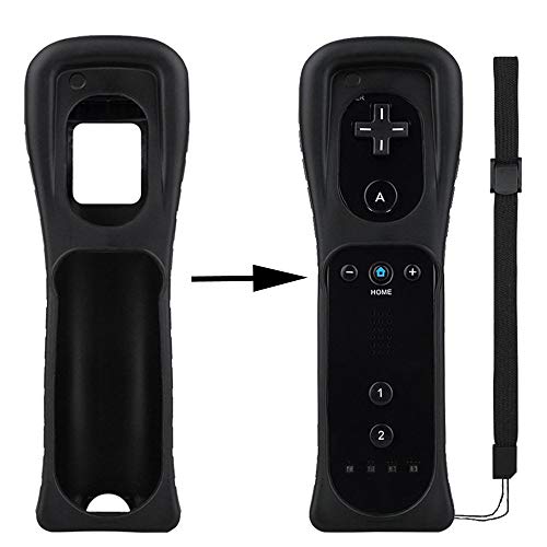 2X Wii Silicone Case Cover with Wrist Strap for Wii Remote Controller (Black) - color: Black