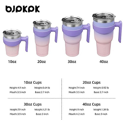 BJPKPK 10 oz Mini Tumbler with Lid, Straw & Handle, Insulated Steel Cup | Small, Spill Proof, Leak Proof, Thermal, Double Wall Vacuum, Sweatproof, Dishwasher Safe, BPA Free, Pastel Sunset - color: A-Pastel Sunset, size: 10 Ounces