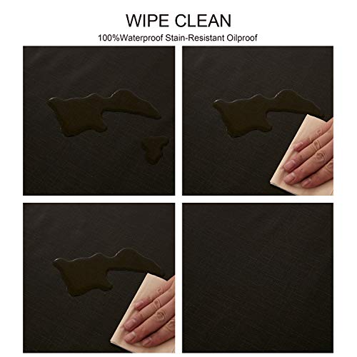 NLMUVW Square Vinyl Tablecloth 100% Waterproof Oil Proof Spill Proof PVC Table Cloth Wipe Clean Table Cover for Kitchen Dining Picnic, 42 x 42 inch, Black - color: Black, size: 42" x 42" (Square)