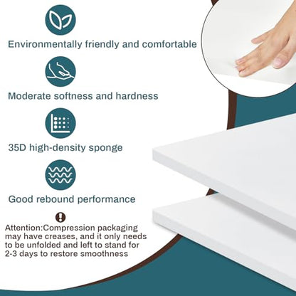 Frienda 2 Pack 1" x 24" x 24" Upholstery High Density Foam Cushion Replacement Square Cut to Size Foam Couch for Chair Couches Padding Shipping Packing DIY Cosplay Projects(White) - color: White, size: 1" X 24" X 24", style: Square