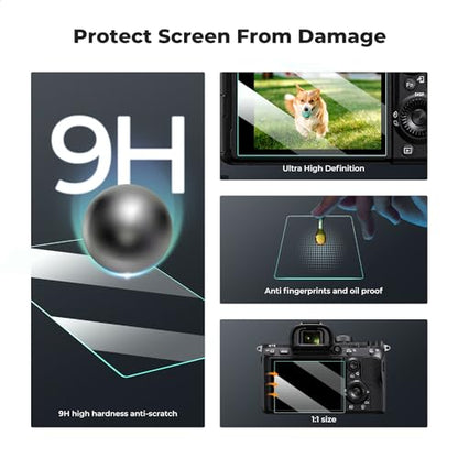 K&F CONCEPT Screen Protector & Hot Shoe Cover Kit Compatible with Sony A7III A7II A7C A7S III A7S II A7R IV A7R III A7R II A1 A9 A9 II RX100 VII RX10 IV RX100 V VA RX100 IV RX10 III RX10 II RX10 RX1R II RX1R RX1 - size: A7III/A9/RX10IV
