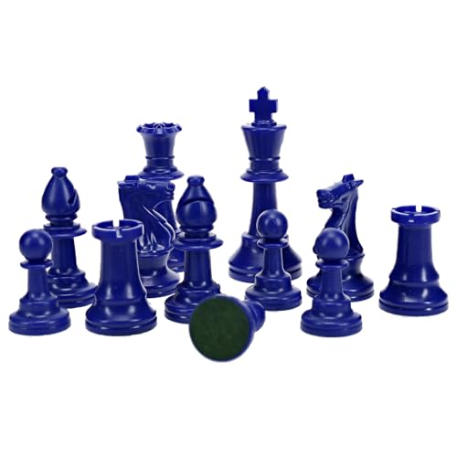 WE Games Color Bright Plastic Staunton Tournament Chess Pieces with 3.75 in. King - Half Chess Set of Chess Pieces Only, Blue - color: Blue