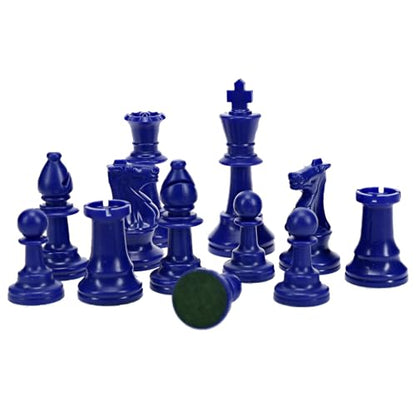 WE Games Color Bright Plastic Staunton Tournament Chess Pieces with 3.75 in. King - Half Chess Set of Chess Pieces Only, Blue - color: Blue