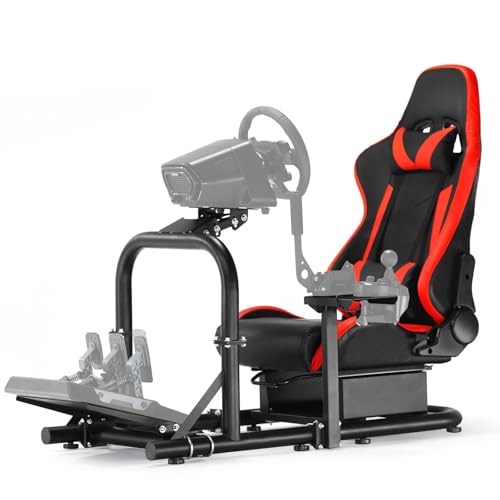 Anman Driving Wheel Stand Racing Simulator Cockpit With Chair Fit for Logitech G25 G29 G920, for Thrustmaster T300RS TX T300rs, for Fanatec,Adjustable Stabilized Sim, Not Included Wheel Pedals