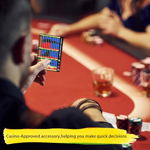 Gimao 2 PCS Metal Thick Blackjack Strategy Card with Leather Sleeve, Stainless Steel Blackjack Basic Chart Cards Wallet Size Book Allowed at Blackjack Table in The Casino 4+ Decks Hit Soft 17 (2) - color: 2pcs