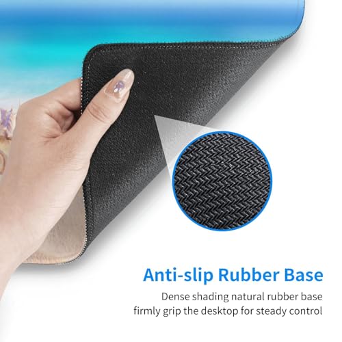 Gaming Mouse Pad, Large Beach Mousepad Laptop, Extended Mouse Mat, Long XL Waterproof Keyboard Pads, Big Non-Slip Mousepads for Game Office Home, 31.5 x 11.8 in - color: Beach