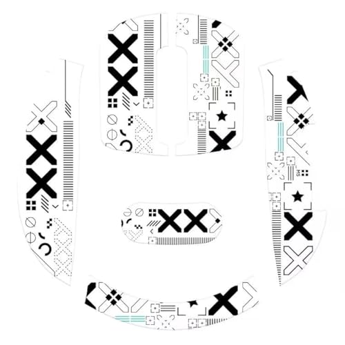 Mouse Anti Slip Grip Tape, Pre-Cut Universal Griptape for Superlight Wireless Gaming Mouse Skins, Sweat Resistant, Elastics Refined Side Grips, Easy to Apply, Ultra-thin 0.5mm (0.02in) - White - color: White & Black