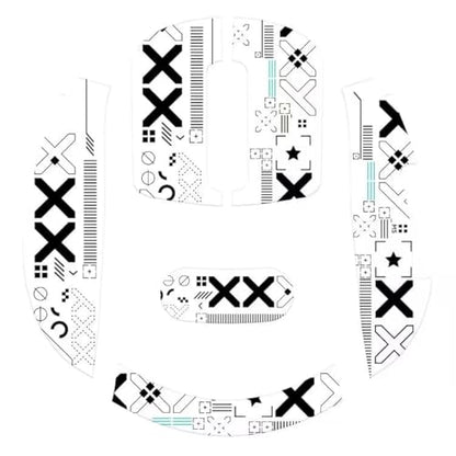 Mouse Anti Slip Grip Tape, Pre-Cut Universal Griptape for Superlight Wireless Gaming Mouse Skins, Sweat Resistant, Elastics Refined Side Grips, Easy to Apply, Ultra-thin 0.5mm (0.02in) - White - color: White & Black