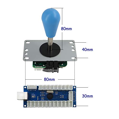 Arcade Game Stick DIY Kit Buttons with Logo LED 8 Way Joystick USB Encoder Cable Controller for PC MAME Raspberry Pi Green - color: green