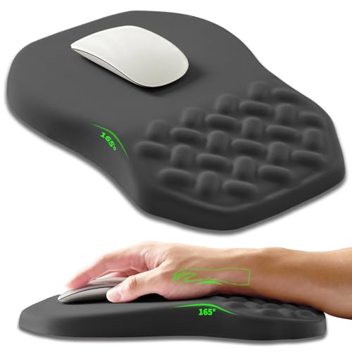 Ergonomic Slope Mouse Pad Wrist Support, Wrist Rest Mousepad for Carpal Tunnel Pain Relief with Massage Bulge and Slow Rebound Memory Foam (12x8 inch, Dark Gray) - color: Am003-dark Gray